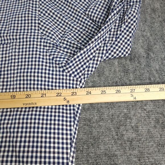 Johnston & Murphy Shirt Large Long Sleeve Blue Gingham Check Point Collar Tailor - Picture 7 of 10